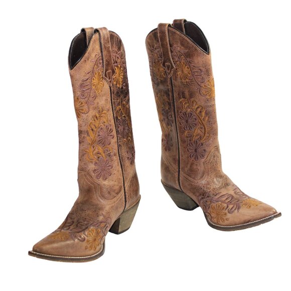 Rawhide Abilene Western Two Tone Earthy Brown Vintage Leather Snip Toe B… - Picture 5 of 11